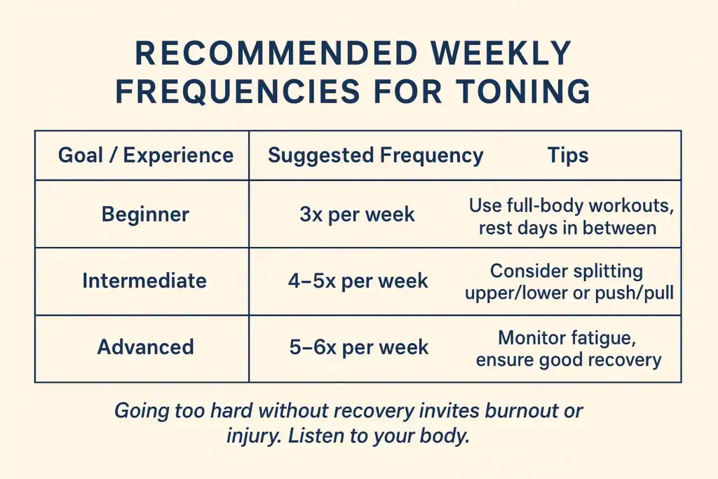 Graphic to show how often you should do exercise to help with toning Eastleigh 